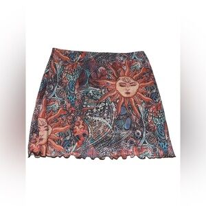 SHEIN Celestial Sun and Moon Mini Skirt Medium Petite